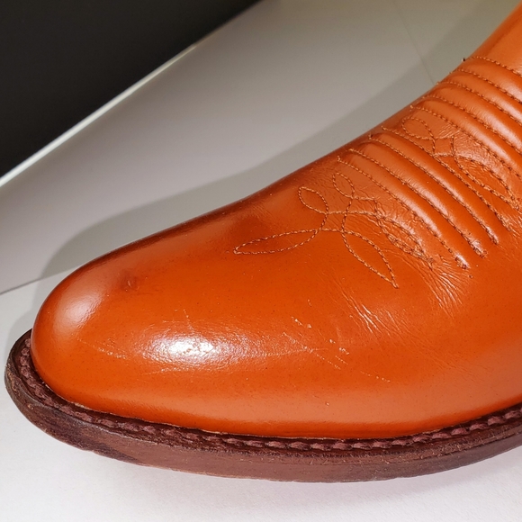 Big Bull Western Cowboy Boots Men's Reddish Brown and Tan Size 9 D Vintage - Picture 11 of 16